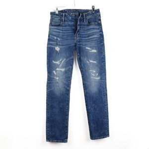 American‎ Eagle Jeans 30x30 Mens Blue Cozy AirFlex+ Slim Distressed